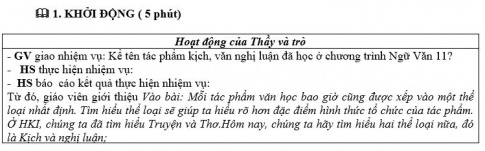 Giáo án PTNL bài Một số thể loại văn học: Kịch, nghị luận