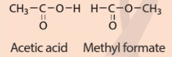   Giải thích vì sao mặc dù cùng có công thức phân tử C2H4O2 nhưng acetic acid có tính chất khác với methyl formate.