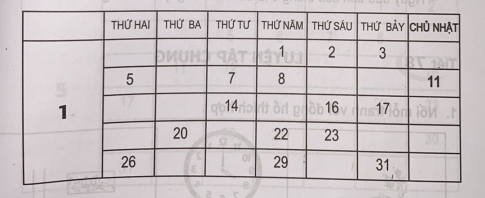 Giải bài tập thực hành toán 2: Thực hành xem lịch