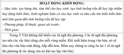 Giáo án PTNL bài Chương trình địa phương phần Tiếng việt