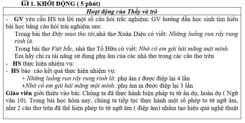 Giáo án PTNL bài Thực hành một số phép tu từ ngữ âm