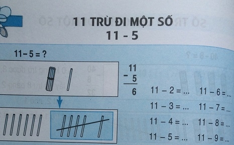 Giải bài 11 trừ đi một số: 11 5