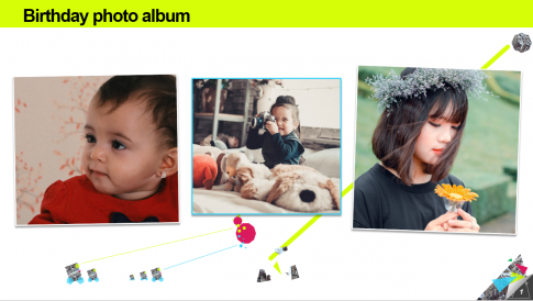 Thực hành tìm bản mẫu phù hợp để tạo một album ảnh (định dạng .pptx) chúc mừng nhân ngày sinh nhật bạn, người thân của em. Lưu bài trình chiếu dưới dạng tệp video và gửi cho bạn, người thân của em.