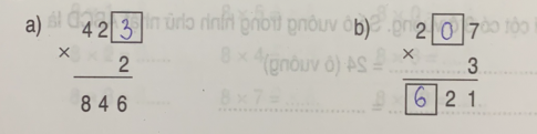 Lời giải bài tập thực hành toán 3: Nhân số có ba chữ số với số có một chữ số