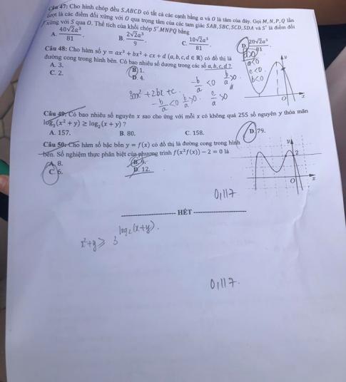 Thi THPTQG 2020: Đề thi và đáp án môn Toán mã đề 122