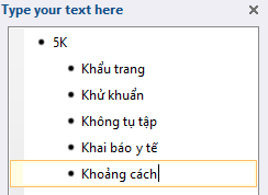 Câu 4: Em hãy tạo hình đồ họa như sau để tuyên truyền thông điệp 5K tới mọi người trong phòng chống dịch COVID - 19.
