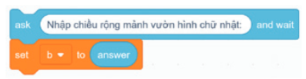  Sắp xếp các lệnh, khối lệnh dưới đây theo thứ tự đúng để thực hiện thuật toán chu vi mảnh vườn hình chữ nhật có chiều dài a và chiều rộng b được nhập từ bàn phím.