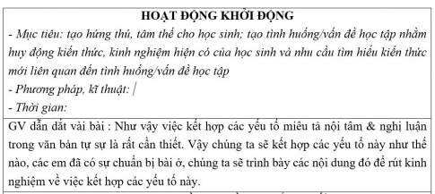 Giáo án PTNL bài Luyện nói: tự sự kết hợp với nghị luậ và miêu tả nội tâm