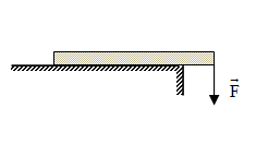 Một thanh sắt dài đồng chất, tiết diện đều được đặt trên mặt bàn sao cho 1/4 chiều dài của nó nhô ra khỏi mặt bàn (hình vẽ). 