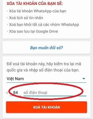 Hướng dẫn xoá tài khoản whatsapp Messenger