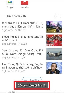 Cách tắt và bật chế độ bảo mật UC Browser trên điện thoại Android