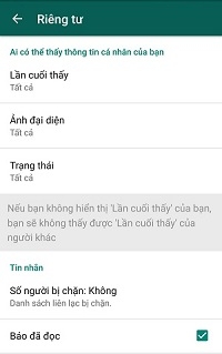 Hướng dẫn cách thiết lập chế độ riêng tư trong Whatsapp messenger