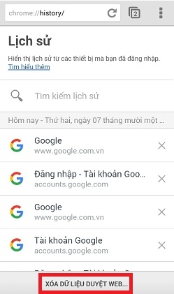 Cách xem lại và xóa lịch sử trình duyệt Chrome trên điện thoại Android