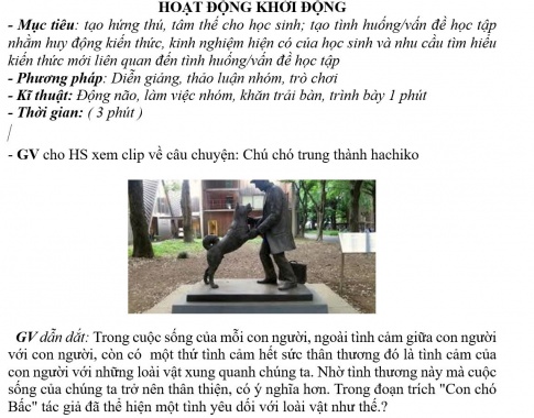 Giáo án PTNL bài Con chó Bấc