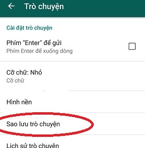 Hướng dẫn thay đổi hình nền và sao lưu trò chuyện  trong chat Whatsapp messenger