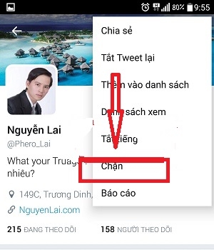 Hướng dẫn cách  chặn một ai đó trên Twitter