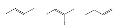 Cho các hydrocarbon sau:  Một số nhận định về các hydrocarbon trên là  (1) Số phân tử hydrocarbon không no bằng 5;  (2) Số phân tử alkene bằng 3;  (3) Số phân tử alkyne bằng 2;  (4) số phân tử thuộc dãy đồng đẳng của benzene bằng 3.  Trong các nhận định này, số nhận định đúng bằng