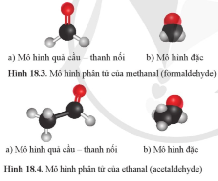 Hãy mô tả hình dạng phân tử methanal và ethanal.