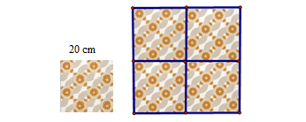 Mỗi viên gạch hình vuông có cạnh 20cm. Người ta dùng 4 viên để ghép lại như hình bên dưới. Chu vi của hình đó là