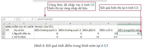 Giải bài 8 Sử dụng địa chỉ ô tính trong công thức