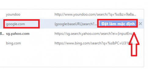 Cài đặt Google làm công cụ tìm kiếm mặc định trên trình duyệt Chrome và Cốc Cốc