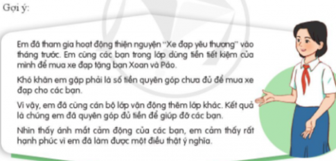 Chia sẻ hoạt động thiện nguyện, nhân đạo em đã tham gia.