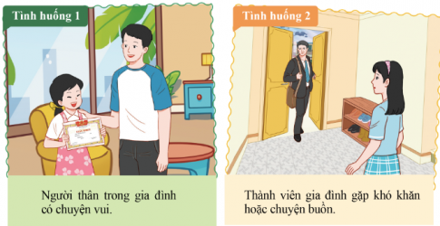  Sau khi quan sát các tình huống đóng vai thể hiện sự quan tâm, chăm sóc đến người thân, em có cảm nghĩ gì? 