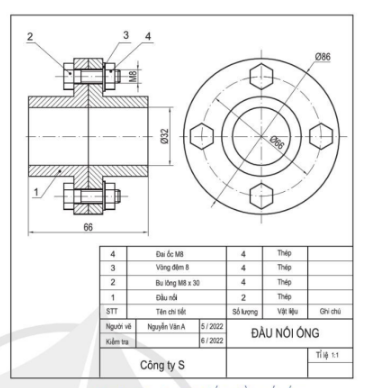  Khung tên của bản vẽ lắp hình dưới đây cho em biết những nội dung gì?