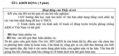 Giáo án PTNL bài Thông điệp nhân ngày thế giới phòng chống AIDS,1.12.2003