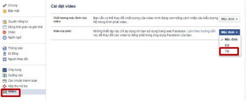Cách tắt tính năng tự động phát Video (Auto-play Videos) trên Facebook