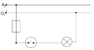 Câu 4: Hãy sử dụng các kí hiệu điện đã học để vẽ sơ đồ mạch điện dùng một công tắc đơn để bật, tắt một bóng đèn sử dụng nguồn điện xoay chiều 220 V – 50 Hz.