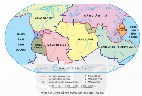 Quan lược đồ sau và kể tên một số mảng kiến tạo của Trái Đất?