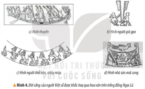 Đọc thông tin và quan sát hình 4, em hãy mô tả một số nét chính về đời sống vật chất và tinh thần của người Việt cổ.