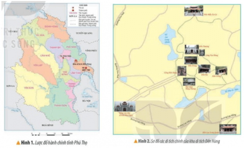 Xác định vị trí của khu di tích Đền Hùng, trên lược đồ hình 1.