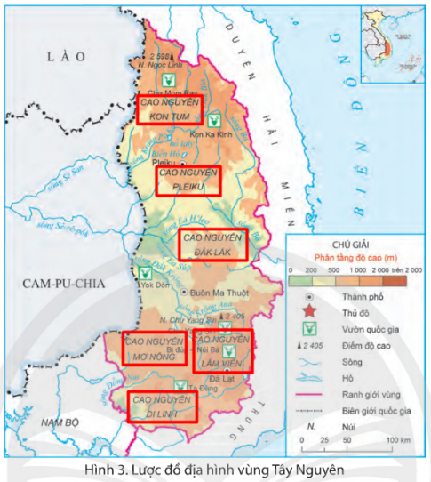 Nêu tên các cao nguyên. Cao nguyên nào cao nhất và thấp nhất?
