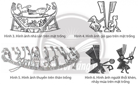 Đọc thông tin và quan sát các hình 3, 4, 5, 6 kết hợp với truyền thuyết, em hãy mô tả một số nét cơ bản về đời sống vật chất và tinh thần của người Việt cổ.