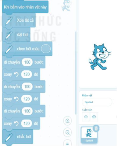  Cho chương trình Scratch như minh hoạ ở hình sau.