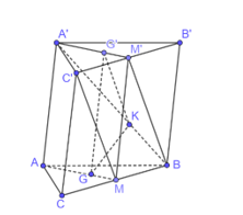 Cho hình lăng trụ tam giác ABC.A'B'C'. Lấy M, M' lần lượt là trung điểm các đoạn thẳng BC, B'C'; lấy các điểm G, G', K lần lượt thuộc các đoạn AM, A'M', A'B sao cho…
