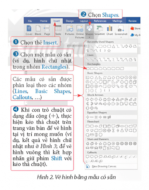 1. Vẽ và định dạng hình đồ họa trong phần mềm soạn thảo văn bản.