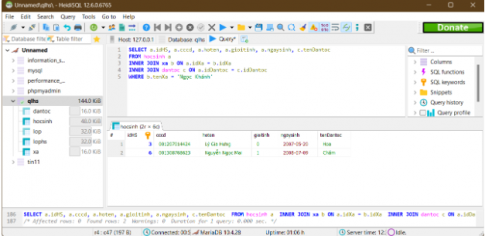 Hãy viết câu truy vấn SQL lấy ra danh sách tất cả các học sinh trong trường, bao gồm idHs, cccd, hoten, gioitinh, ngaysinh, tenDantoc ở một xã/phường có tên đầy đủ cụ thể.