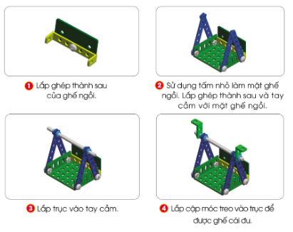 Cùng bạn lắp ghép mô hình cái đu theo các bước dưới đây.