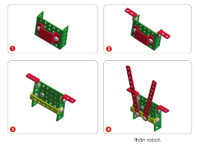  Cùng bạn lắp ghép mô hình robot theo các bước dưới đây.