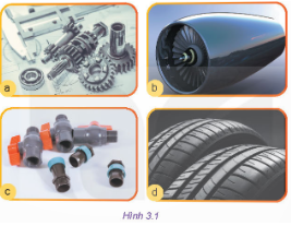 Quan sát Hình 3.1, em hãy cho biết: Những sản phẩm trong lĩnh vực cơ khí này được làm bằng những vật liệu nào?