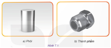 Quan sát Hình 7.1 và cho biết phương pháp gia công cơ khí nào cần sử dụng để có thành phẩm (b) từ phôi tương ứng (a)