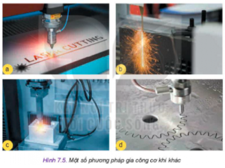 Quan sát và cho biết Hình 7.5 giới thiệu những phương pháp gia công cơ khí nào?