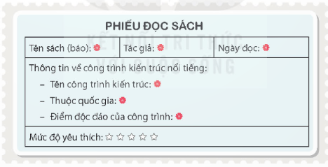 Viết phiếu đọc sách theo mẫu.