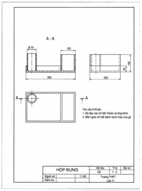 Câu 5: Em hãy lập bảng quy trình thiết kế kĩ thuật (các bước thực hiện, nội dung, yêu cầu) một đồ dùng học tập đơn giản mà em quan tâm.