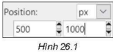 Khi sử dụng công cụ chọn Rectangle Select Tool, giá trị trong hai ô thuộc phần Position là 500 và 1000 như trong Hình 26.1 có tác dụng gì?