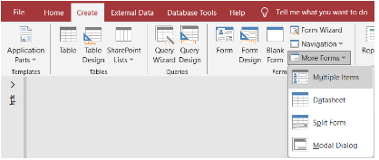 1) Nháy chuột chọn Create\More Forms\Multiple Items.