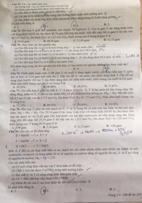 Thi THPTQG 2020: Đề thi và đáp án môn Hóa học mã đề 203